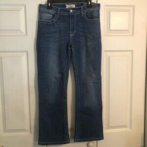 VGS Denim Jeans 8 Bootcut Rhinestone Embroidered Denim Stretch Medium Wash